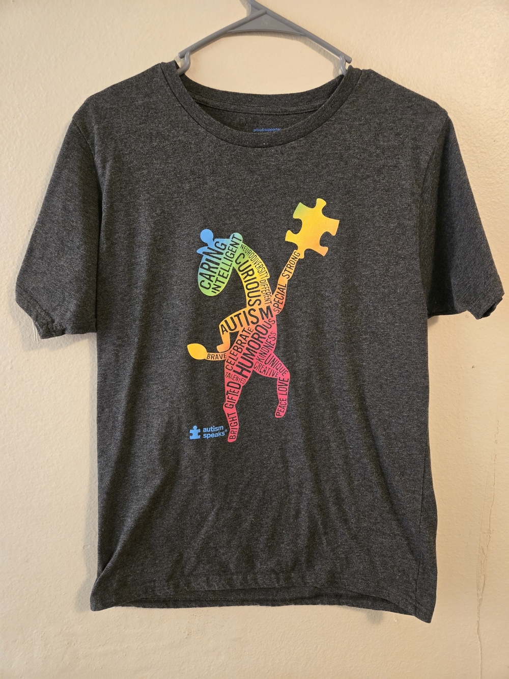 Autism Speaks Charcoal Gray Puzzle Horse Graphic Tee